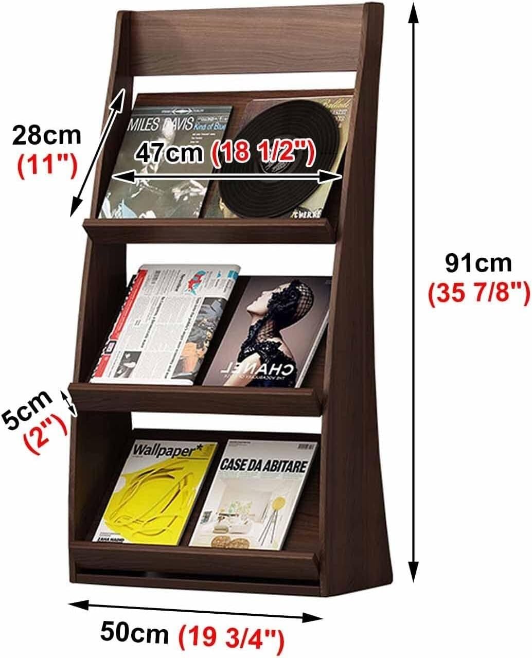 ヴィンテージ 木製 雑誌ラック 木製床マガジンラック、ヴィンテージブックディスプレイラック、多層